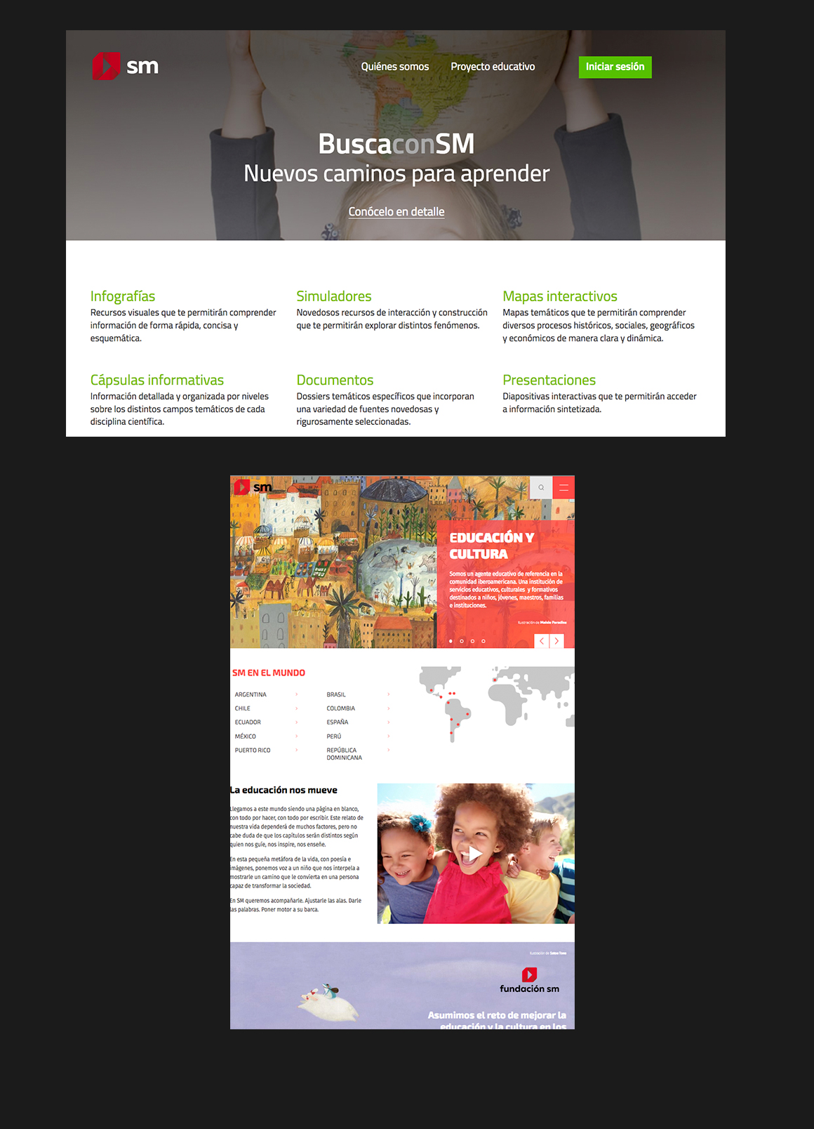 Busca con SM y sitio web corporatio